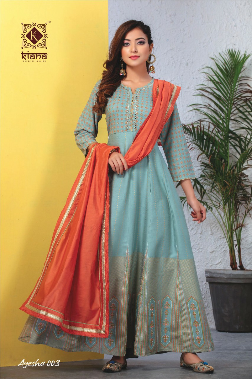Kiana Kurtis Presents Ayesha Rayon Long Gown Style Kurtis Cataloge Collection