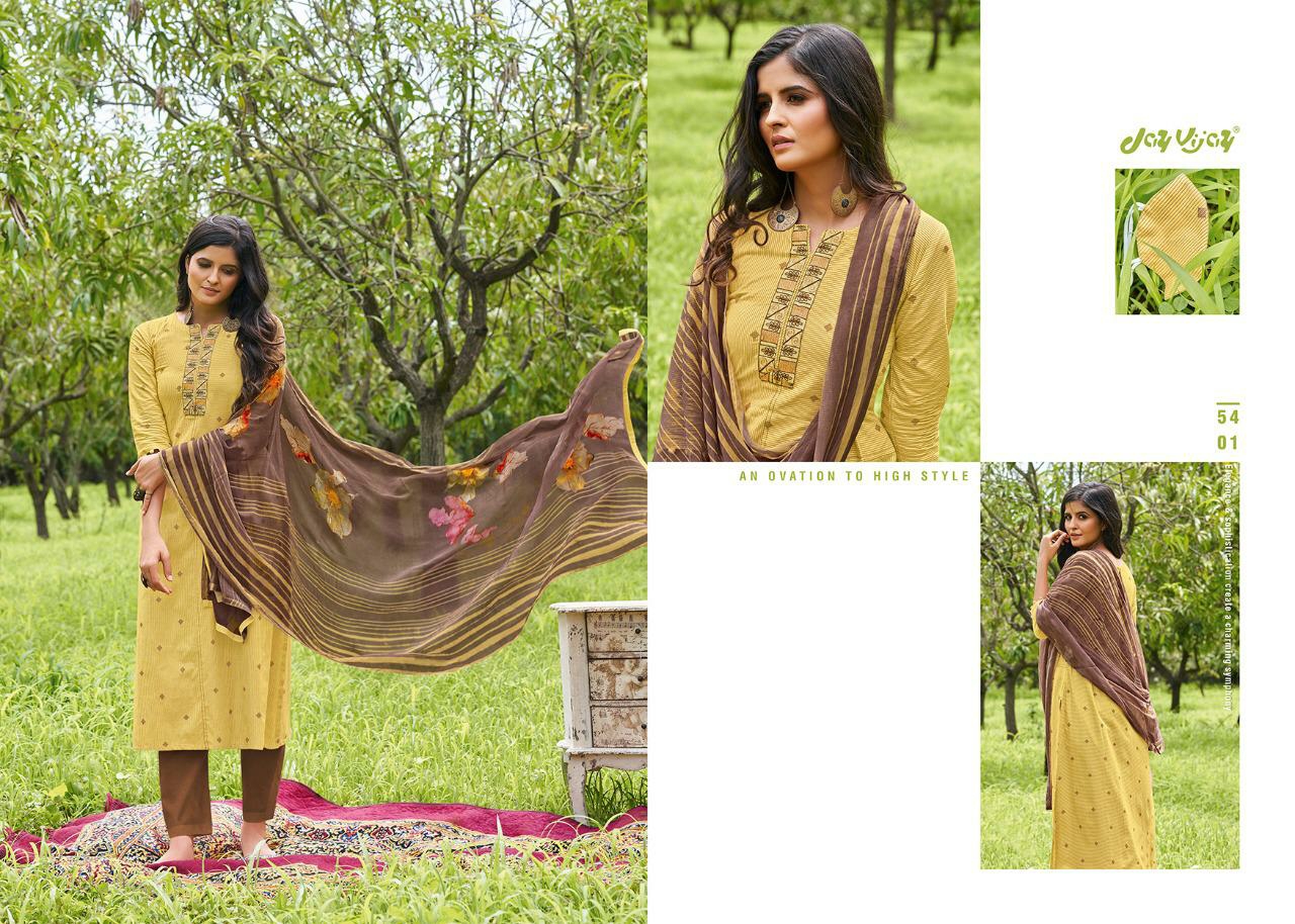 Jay Vijay Presents Rooh Silk Jacquard Embroidery Long Salwar Suit Wholesaler