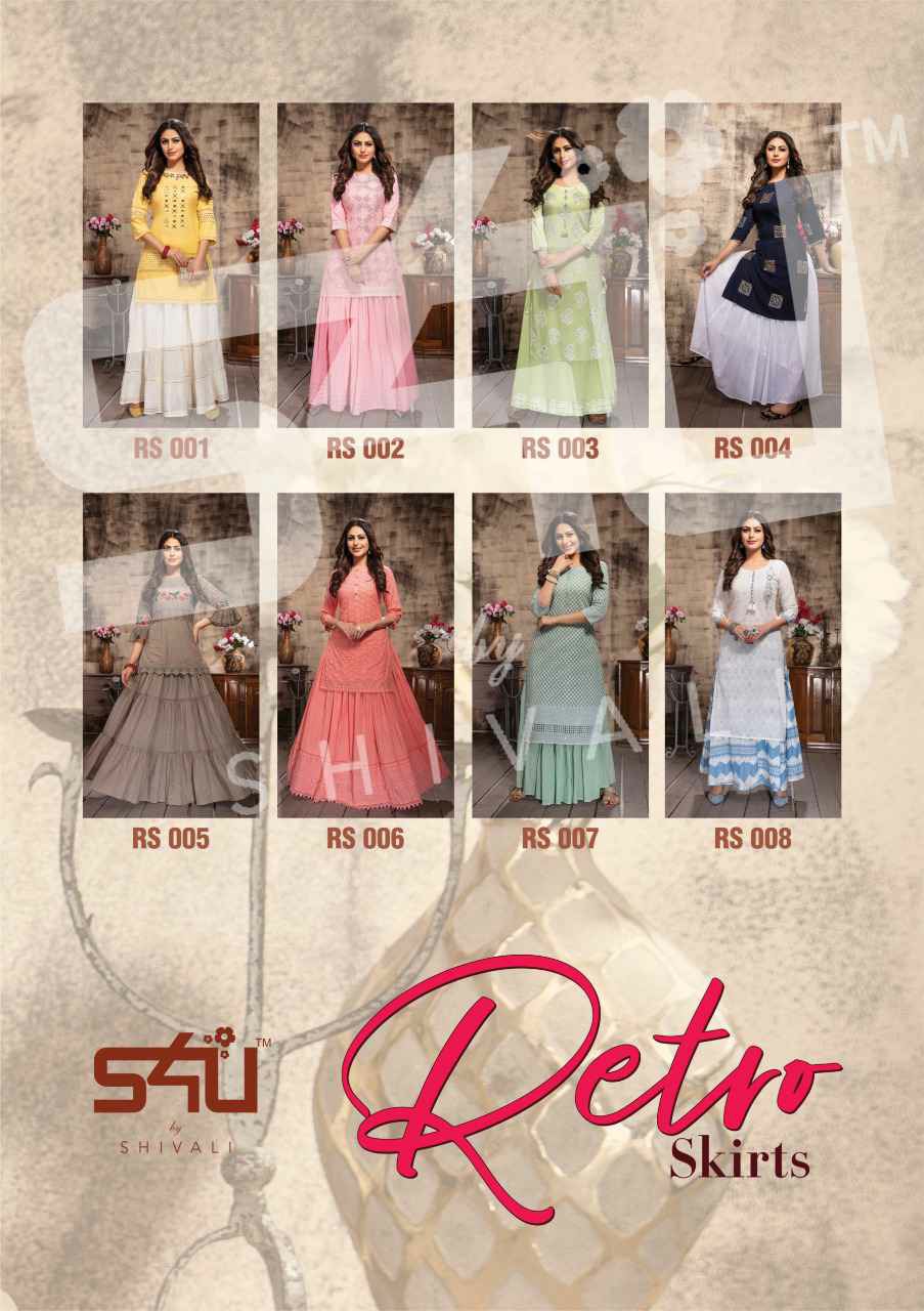 S4u Presents Retro Skirt Designer Party Wear Lucknowi Work Crop Top Collection At Wholesale