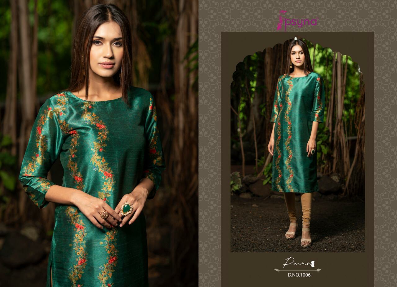 Psyna Presents Pure Digital Printed With Handwork Straight Kurtis Catalogue Wholesaler