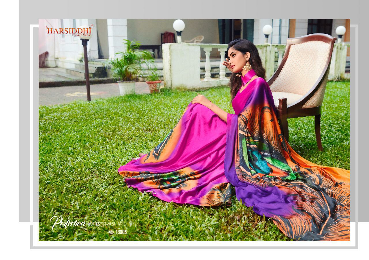 Harsiddhi Presents Morpankh Exclusively Pecouck Designer Digital Printed Sarees Catalogue Wholesaler