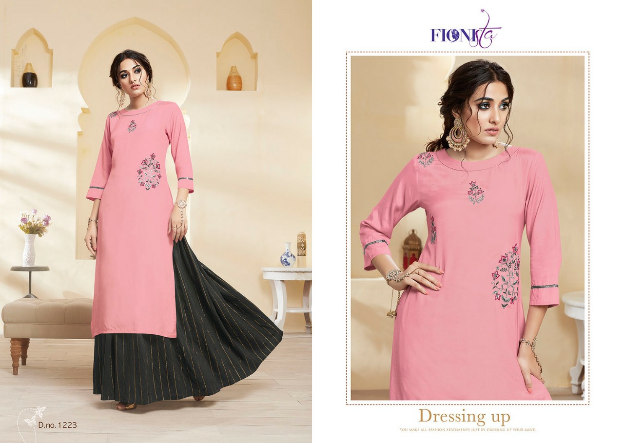 Fionista Presents Blossom Beautiful Designer Party Wear Kurtis With Bottom Collection