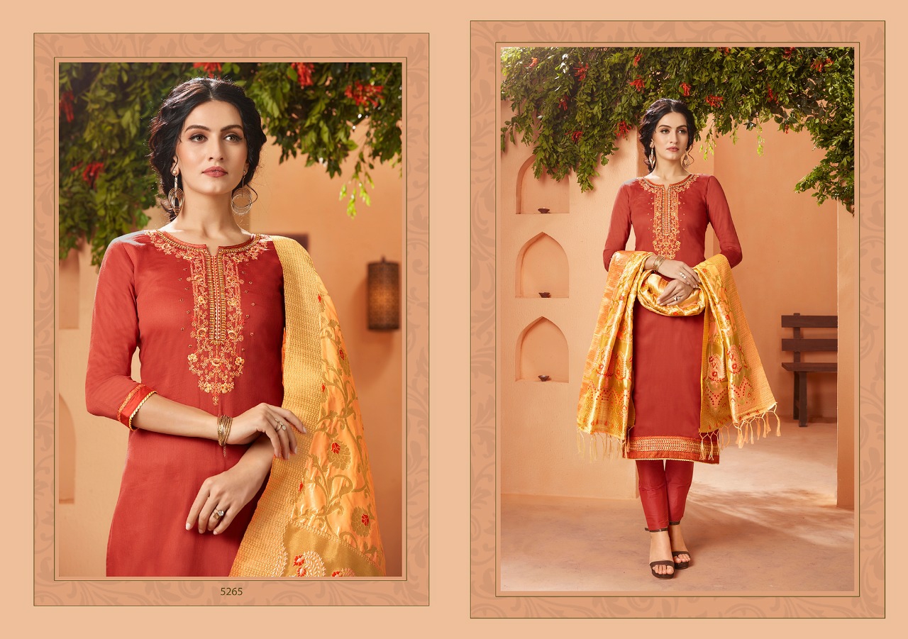 Kessi Presents Virasat Vol-4 Pure Jam Silk Cotton With Khatli Work Party Wear Straight Salwar Suit Catalogue Wholesaler
