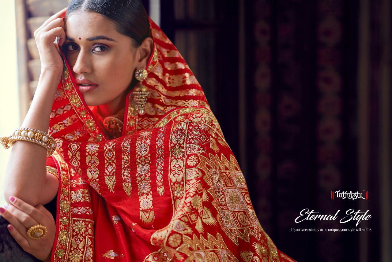 Tathastu Presents 3201 To 3208 Series Bridal Designer Marriage Wear Silk Sarees Catalogue Wholesaler