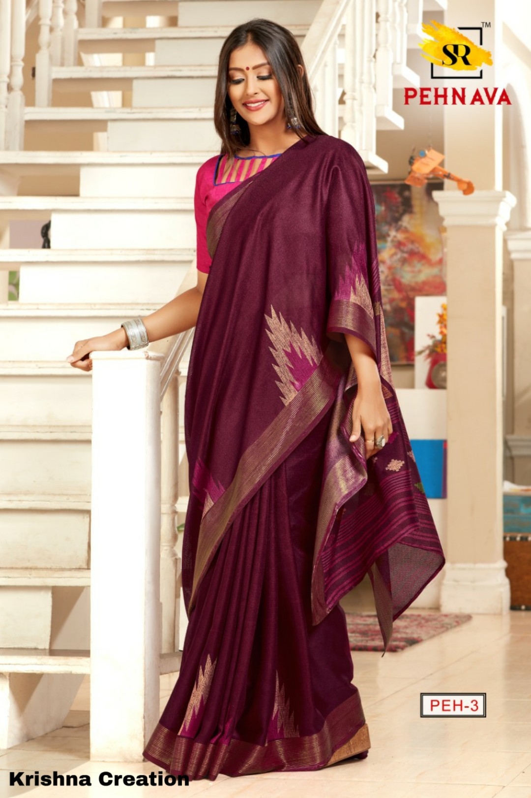 Sr Sarees Presents Pehnava Beautiful Designer Fancy Blouse Concept Lilen Sarees Catalogue Wholesaler