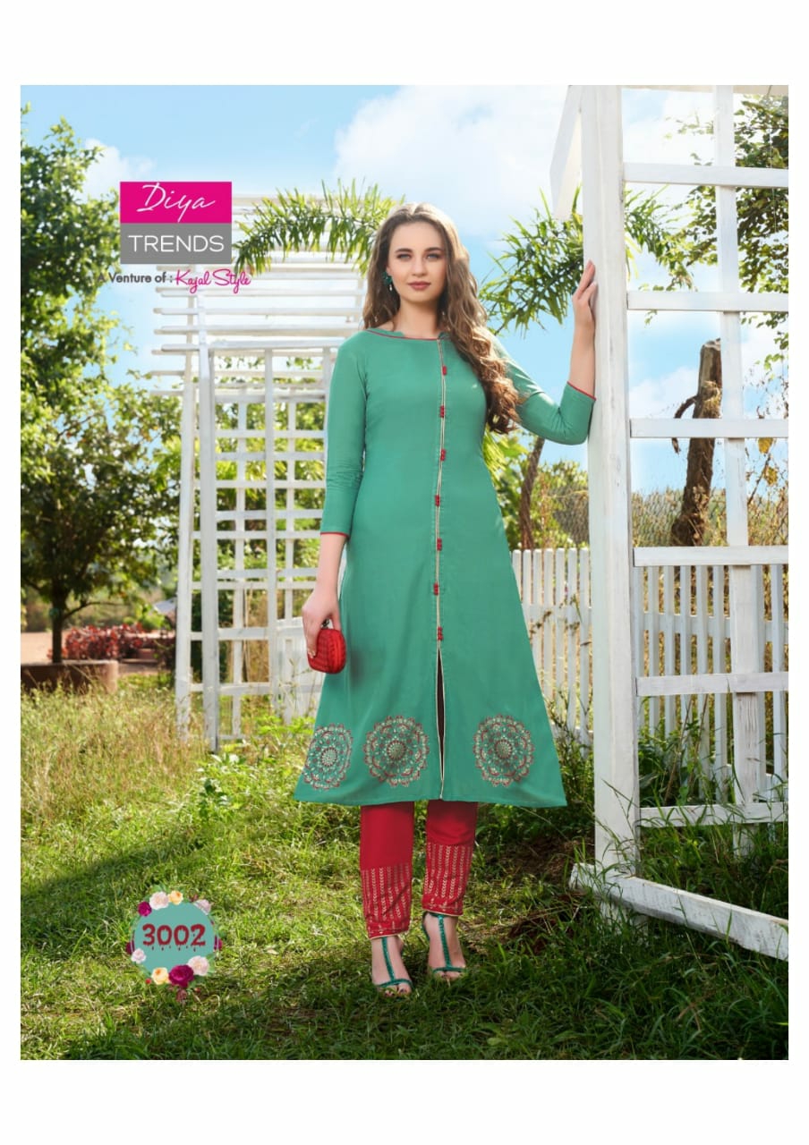 Diya Trendz Presents Globus City Vol-3 Rayon Fancy Kurtis Cataloge Collection