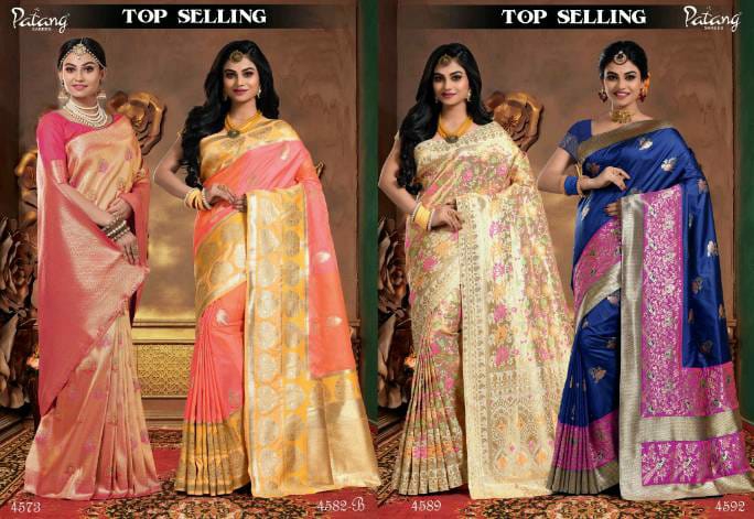 Patang Sarees Presents Beyond Beauty Meenakari Silk Rich Pallu Sarees Cataloge