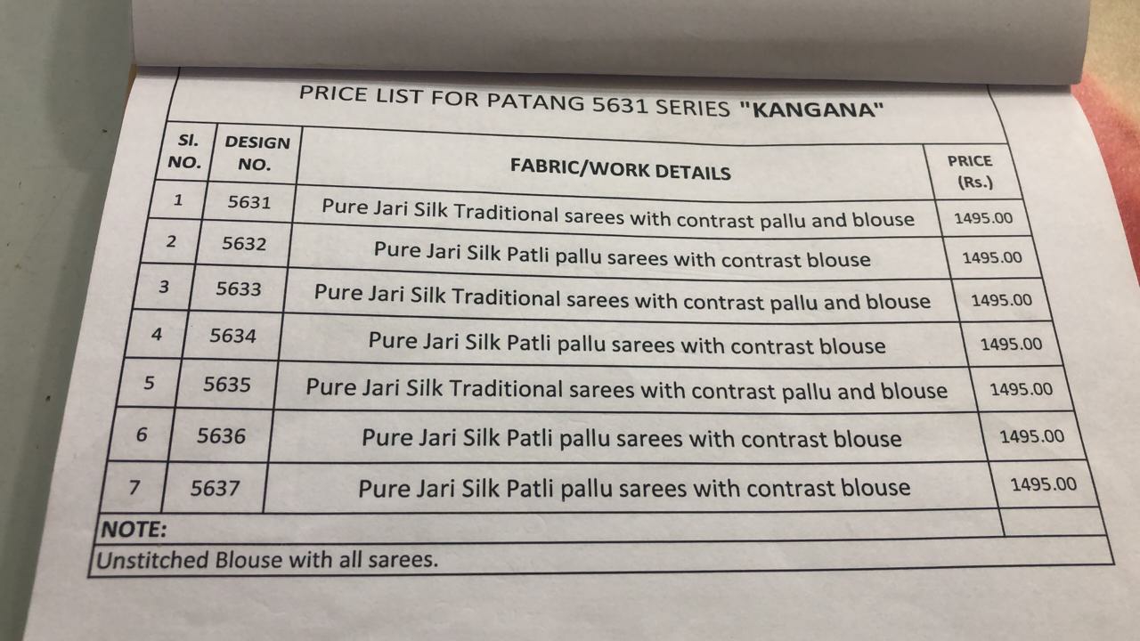 Patang Sarees Presents Kangana Silk Designer Treaditional Wear Sarees Cataloge Wholesaler