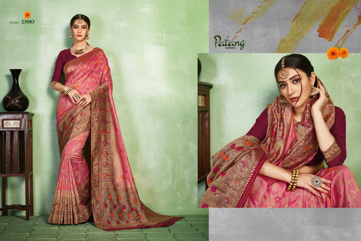 Patang Sarees Presents Silkoza Chanderi Silk Beautiful Designer Sarees Cataloge Wholesaler