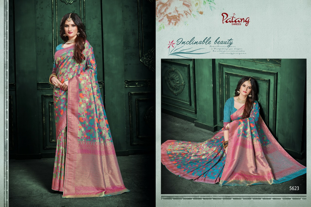 Patang Sarees Presents Lakshmi 5621 To 5628 Silk Partywear Sarees Cataloge Wholesaler