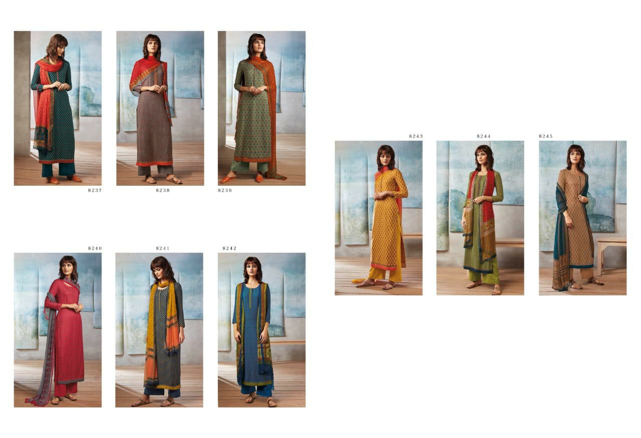 Ganga Suits Presents Isla Woolen Printed Embroidery Work Salwar Suite Cataloge Wholesaler