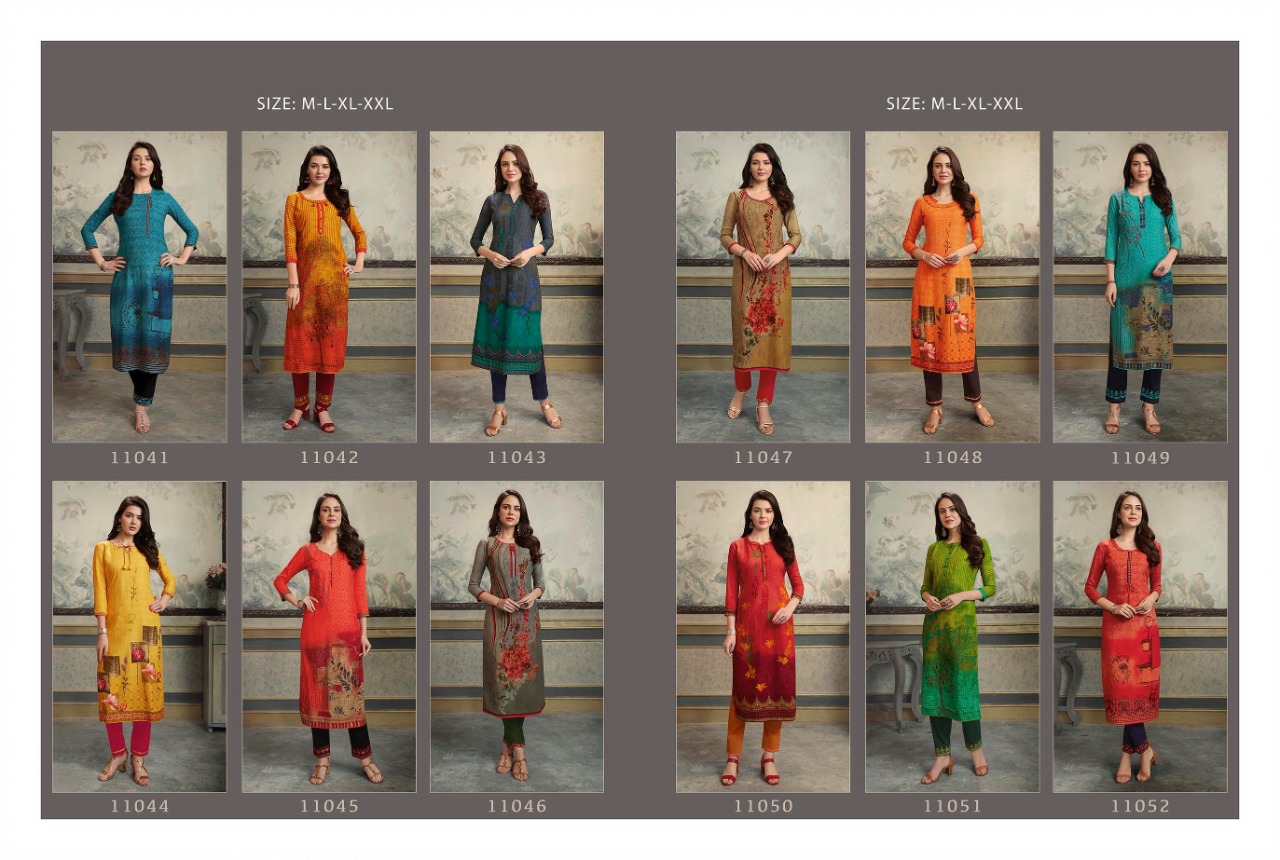Kajree Presents Lotus Designer Rayon Printed Kurtis With Pants Collection At Wholesale