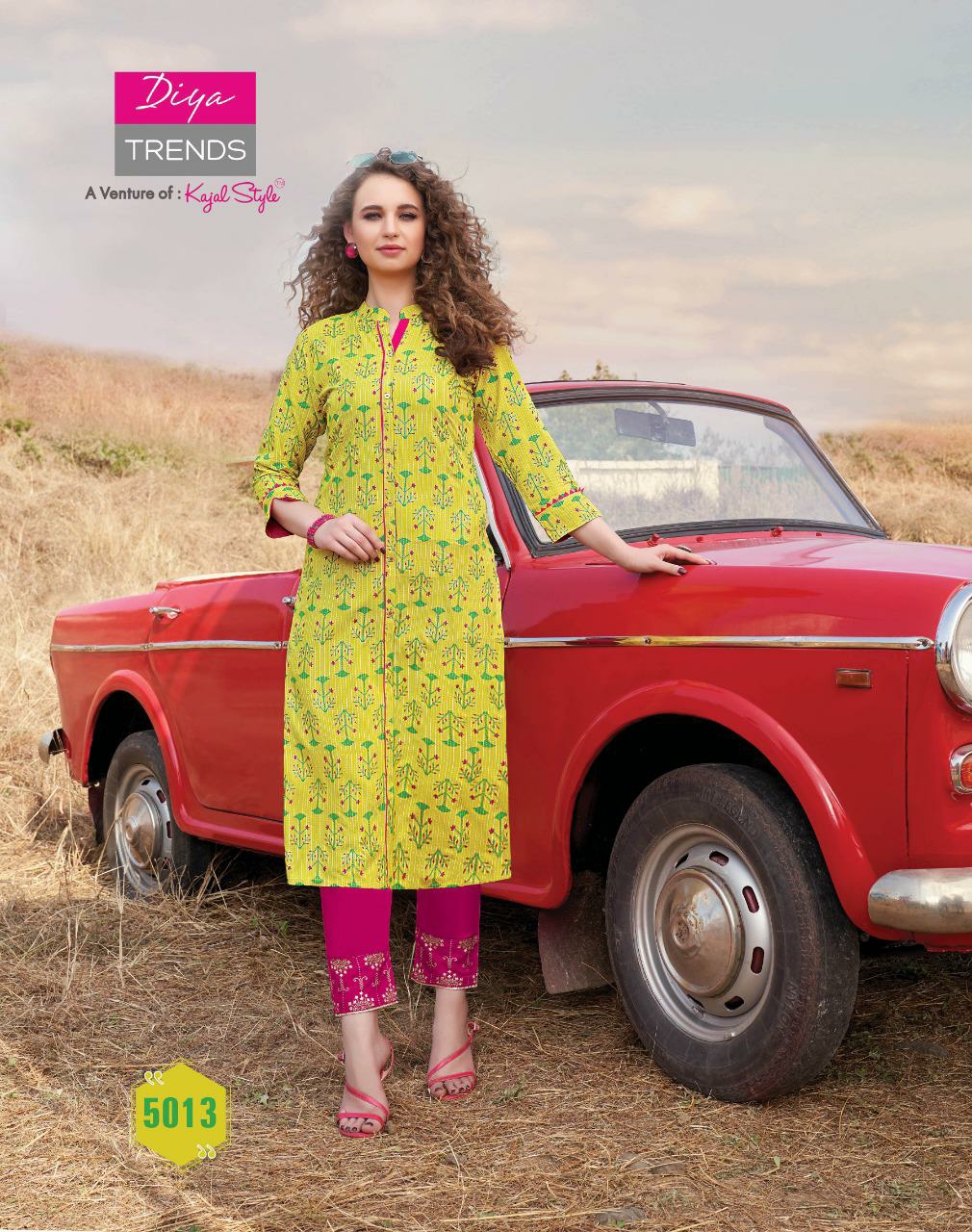 Diya Trendz Presents Bibas Vol-5 Rayon Cotton Designer Kurtis With Plazzo Cataloge Wholesaler