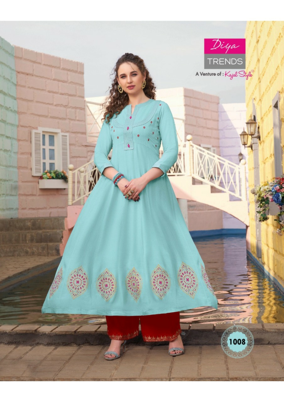 Diya Trendz Presents Florence Vol-1 Designer Kurtis With Plazzo And Sharara Collection At Wholesale