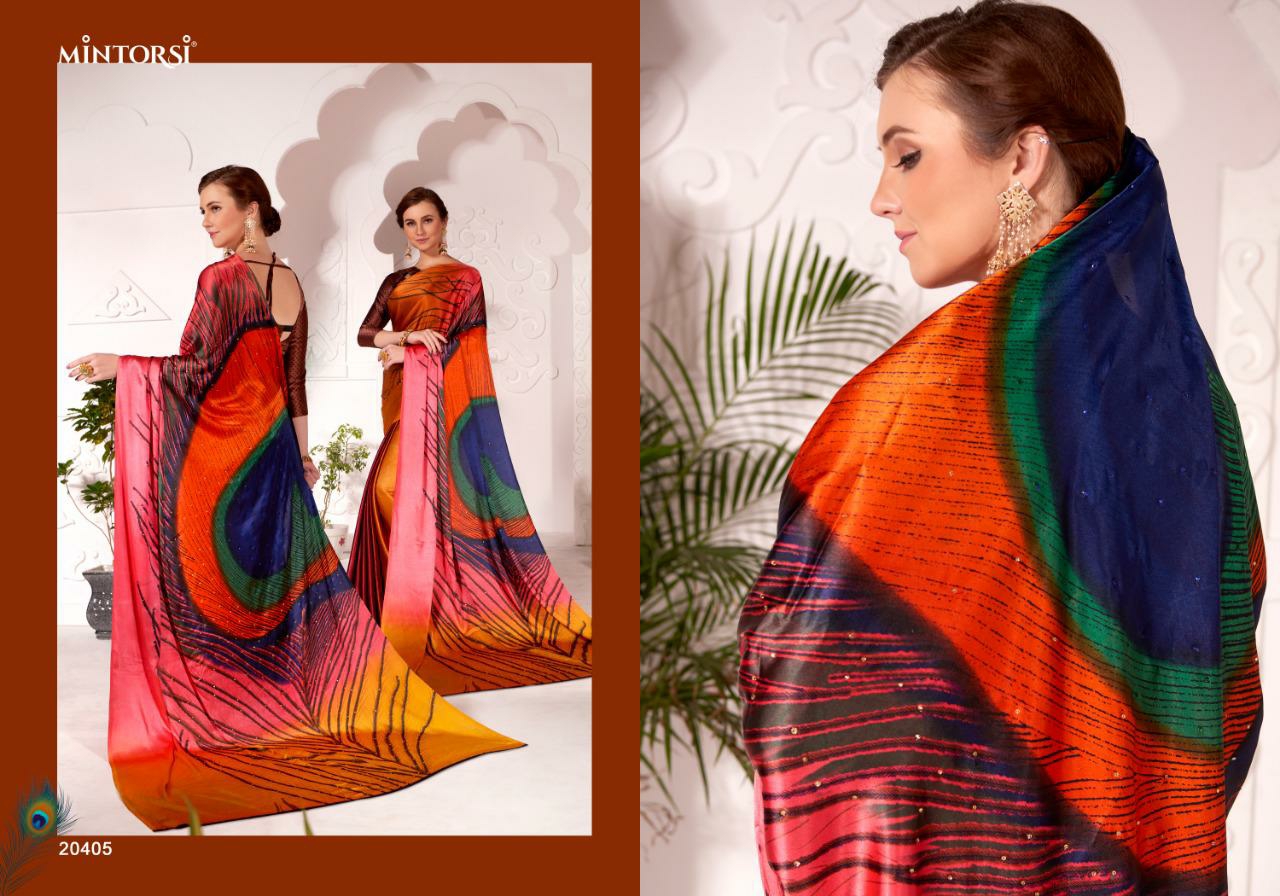 Mintorshi Presents Morpankh Satin Silk Peacock Digital Printed Sarees Catalogue Wholesaler
