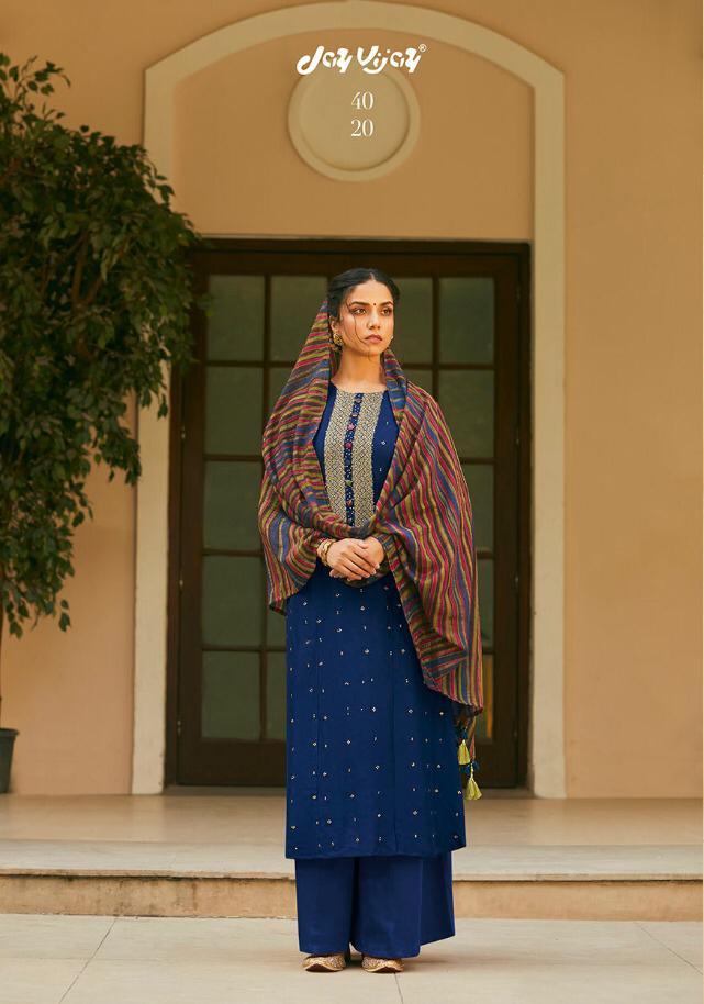 Jay Vijay Presents Mahrush Bemberg Silk Plazzo Salwar Suit Wholesaler