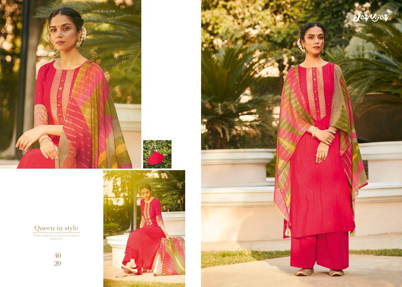 Jay Vijay Presents Mahrush Bemberg Silk Plazzo Salwar Suit Wholesaler