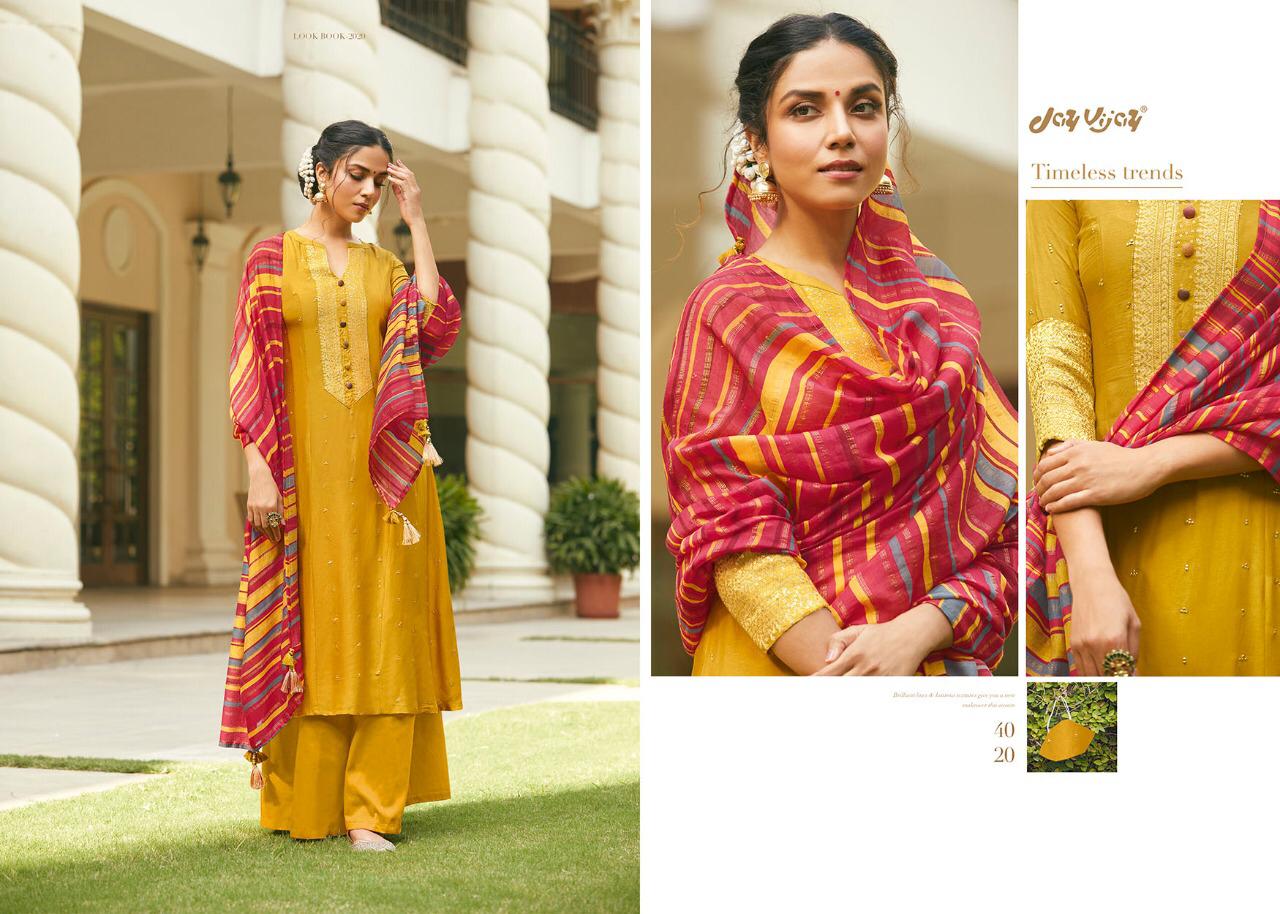 Jay Vijay Presents Mahrush Bemberg Silk Plazzo Salwar Suit Wholesaler