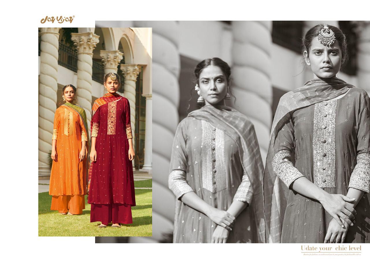 Jay Vijay Presents Mahrush Bemberg Silk Plazzo Salwar Suit Wholesaler
