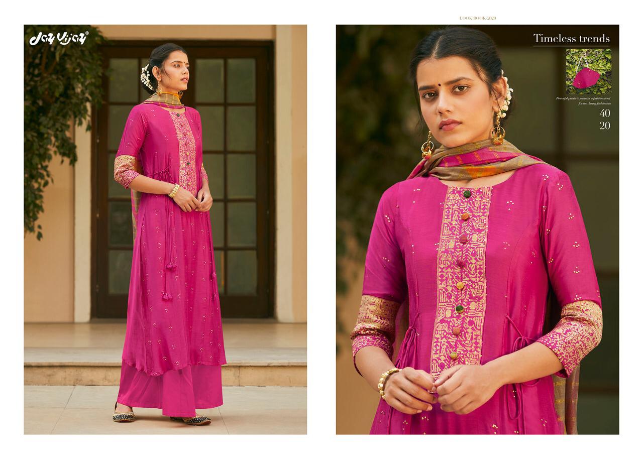 Jay Vijay Presents Mahrush Bemberg Silk Plazzo Salwar Suit Wholesaler