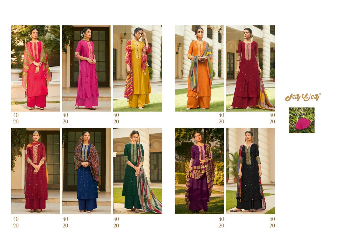 Jay Vijay Presents Mahrush Bemberg Silk Plazzo Salwar Suit Wholesaler