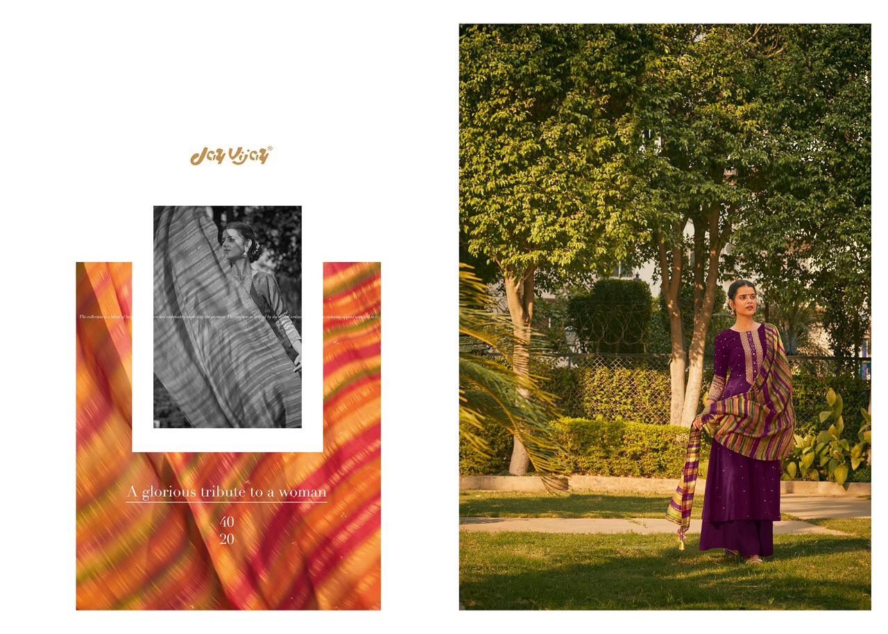 Jay Vijay Presents Mahrush Bemberg Silk Plazzo Salwar Suit Wholesaler