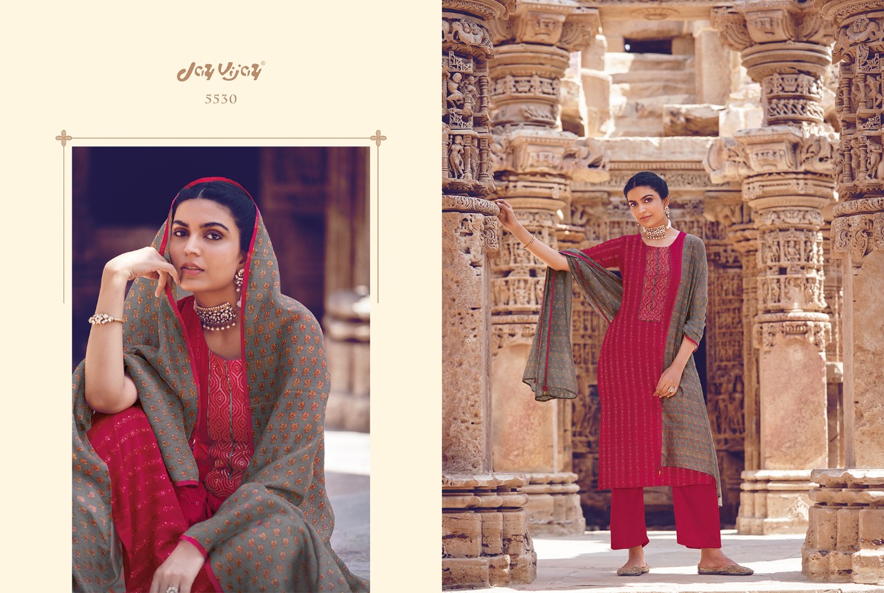 Jay Vijay Presents Scarlet Bemberg Silk Embroidery Work Salwar Suit Wholesaler