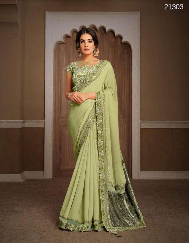 Mahotsav Presents Moh Manthan Ersheen 21300 Series Heavy Designer Blouse And Border Concept Saree Collection At Wholesale Price