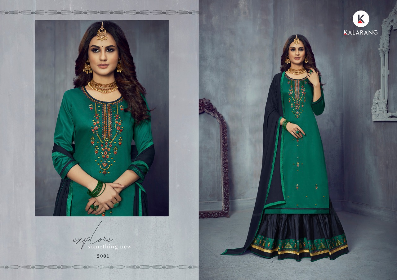 Kalarang Presents Blossom Vol-14 Jam Silk Cotton Embroidery Work Long Salwar Suit Wholesaler