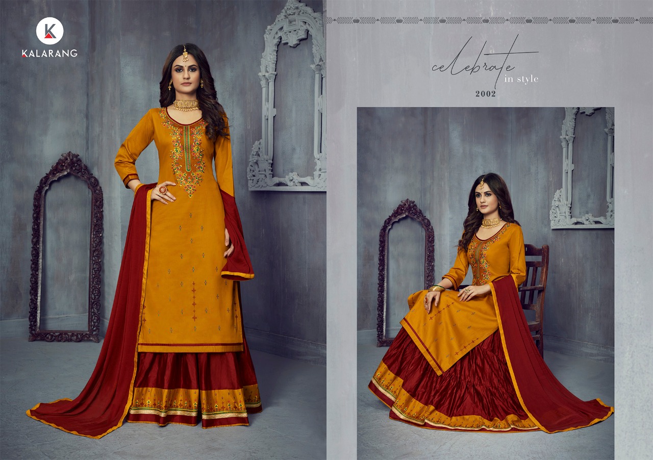 Kalarang Presents Blossom Vol-14 Jam Silk Cotton Embroidery Work Long Salwar Suit Wholesaler