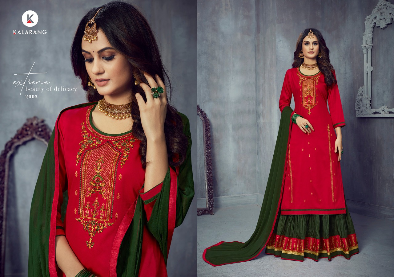 Kalarang Presents Blossom Vol-14 Jam Silk Cotton Embroidery Work Long Salwar Suit Wholesaler