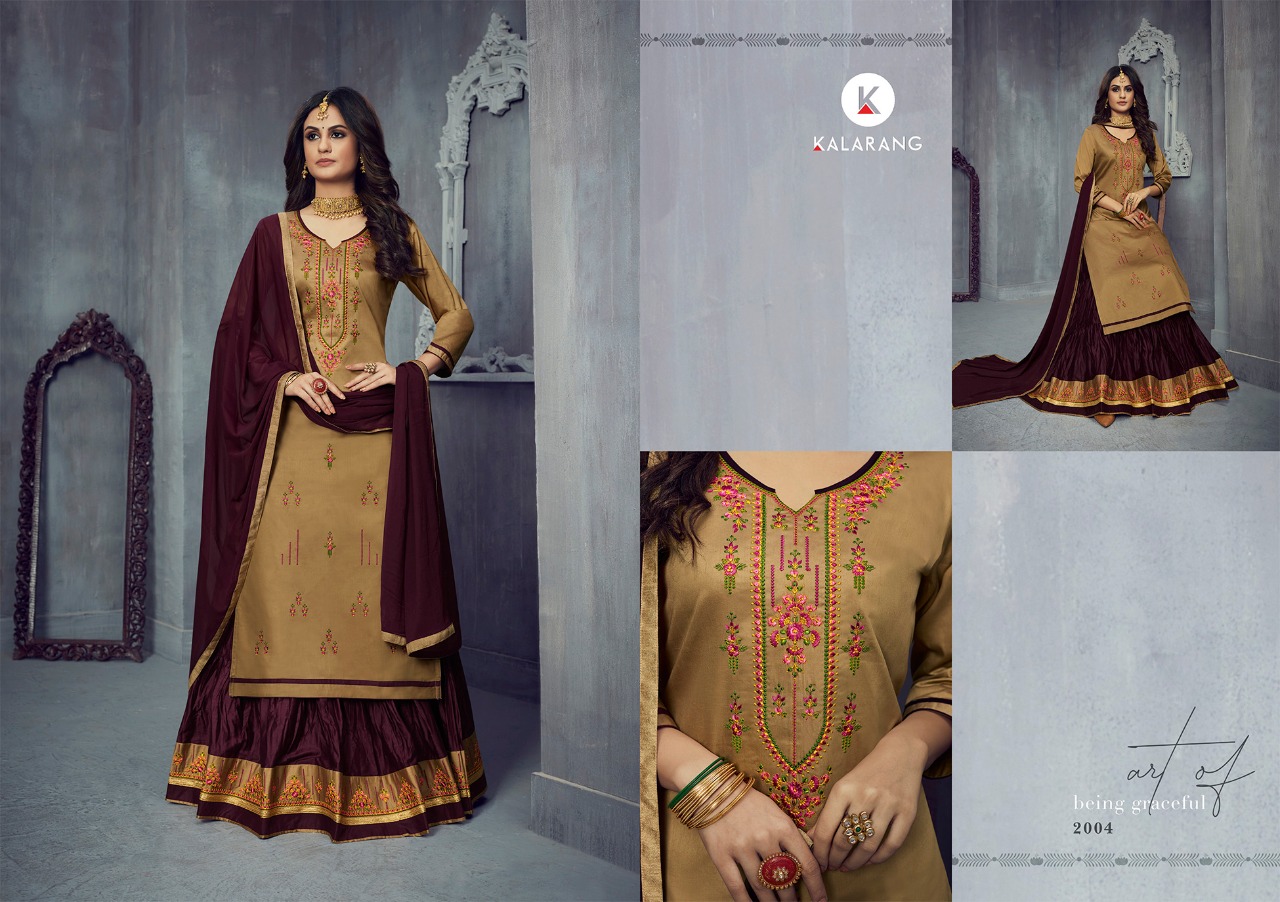 Kalarang Presents Blossom Vol-14 Jam Silk Cotton Embroidery Work Long Salwar Suit Wholesaler