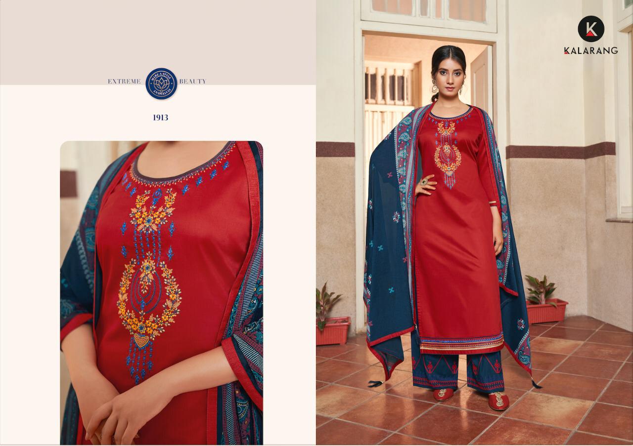 Kalarang Presents Butterfly Vol-3 Jam Silk Cotton Embroidery Work Salwar Suits Wholesaler
