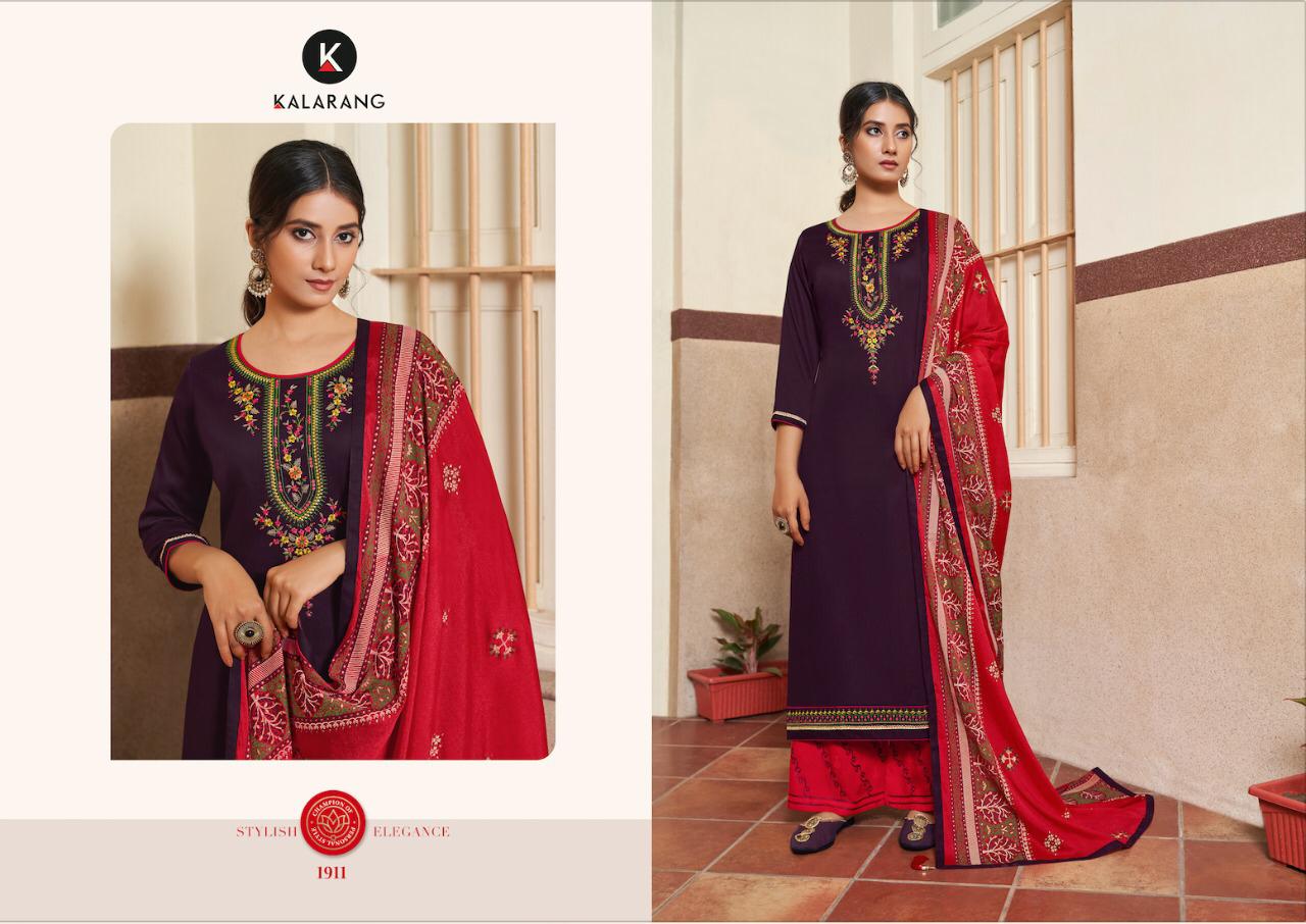 Kalarang Presents Butterfly Vol-3 Jam Silk Cotton Embroidery Work Salwar Suits Wholesaler