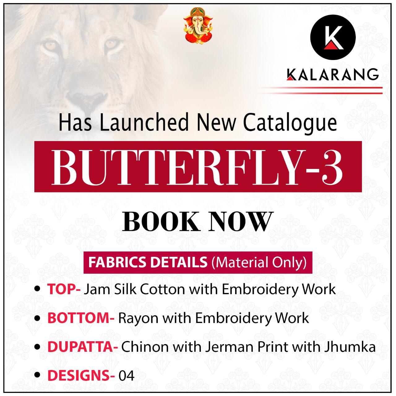 Kalarang Presents Butterfly Vol-3 Jam Silk Cotton Embroidery Work Salwar Suits Wholesaler
