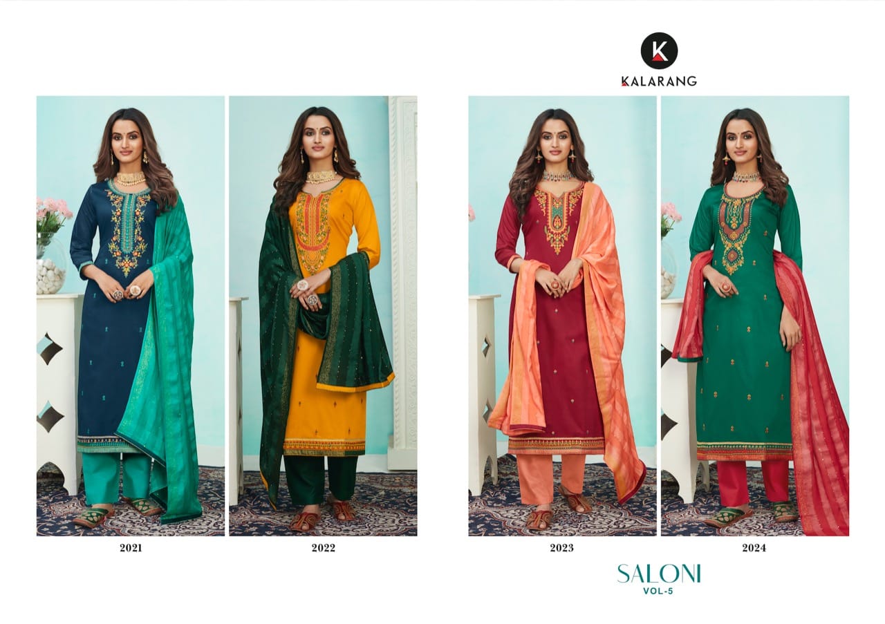 Kalarang Presents Saloni Vol-5 Jam Silk Cotton Straight Salwar Suit Wholesaler