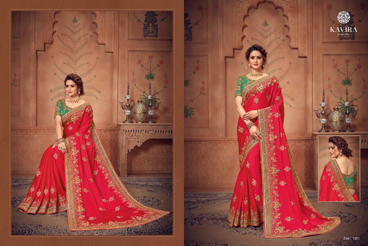 Kavira Launch Alvira 1301-1308 Series Fancy Traditional Wear Sarees Cataloge Wholesaler