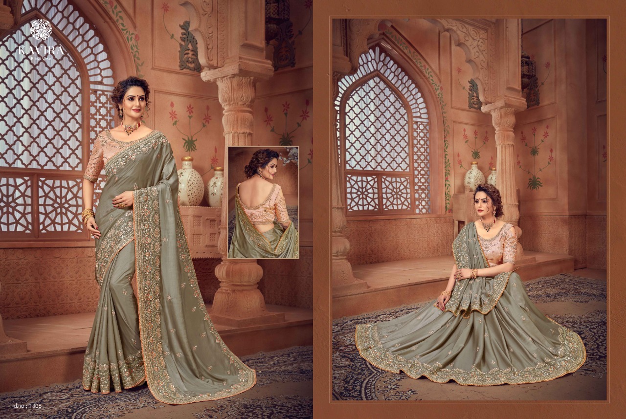 Kavira Launch Alvira 1301-1308 Series Fancy Traditional Wear Sarees Cataloge Wholesaler