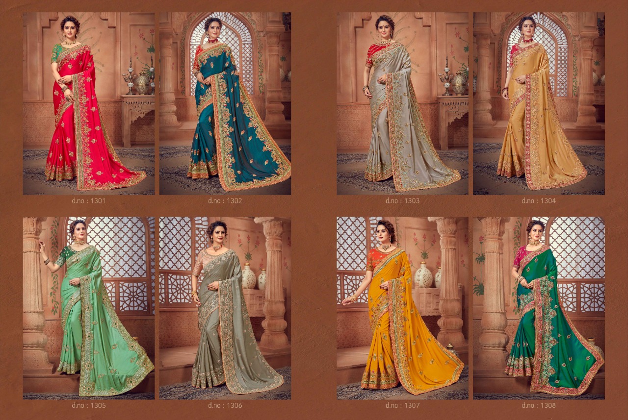 Kavira Launch Alvira 1301-1308 Series Fancy Traditional Wear Sarees Cataloge Wholesaler