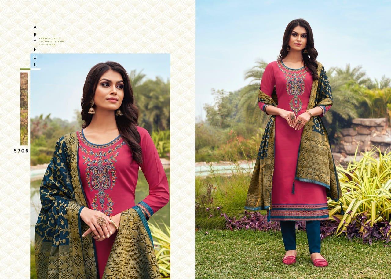 Kessi Presents Asopalav Vol-17 Jam Silk Embroidery Work Straight Salwar Suit Wholesaler