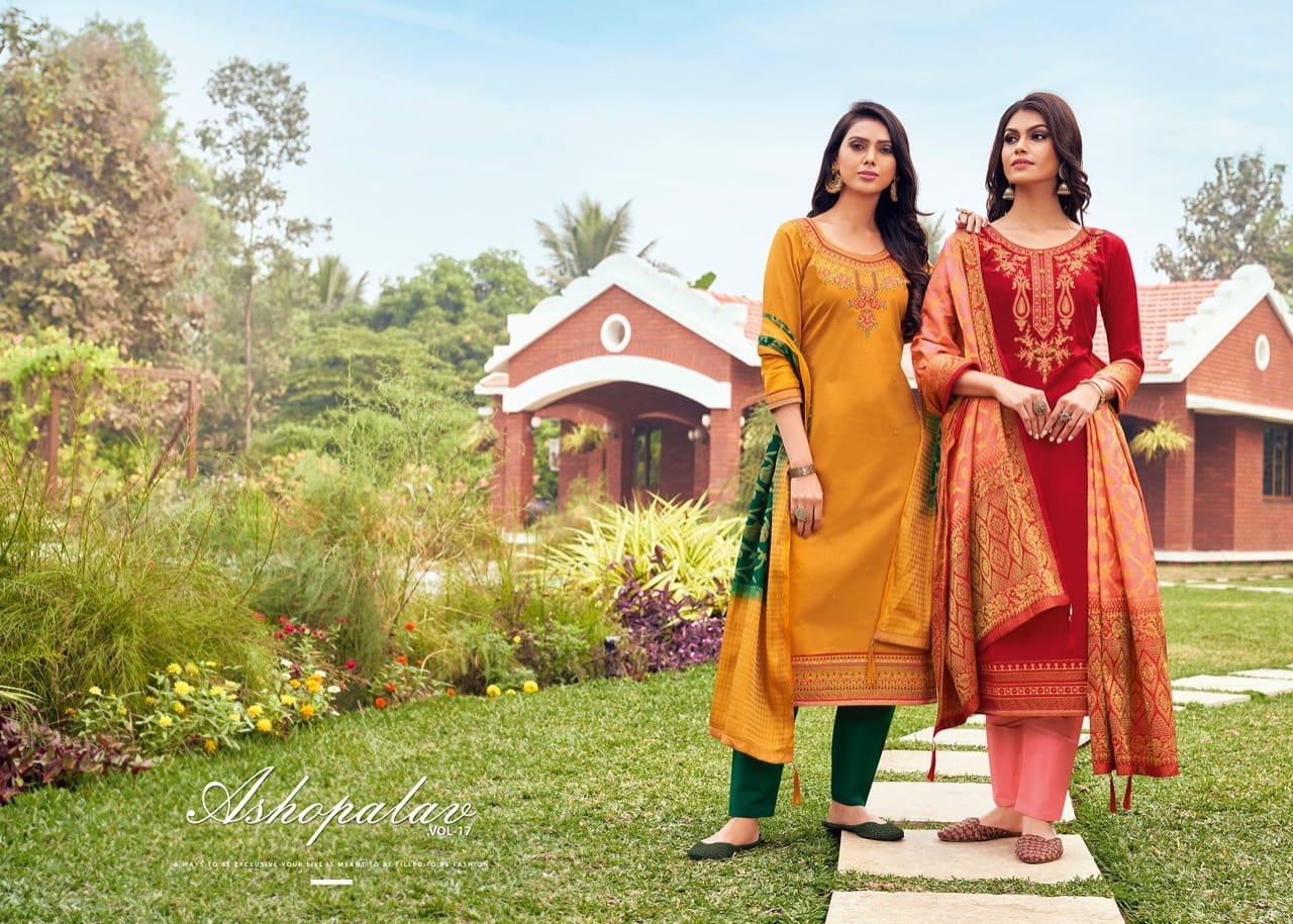 Kessi Presents Asopalav Vol-17 Jam Silk Embroidery Work Straight Salwar Suit Wholesaler