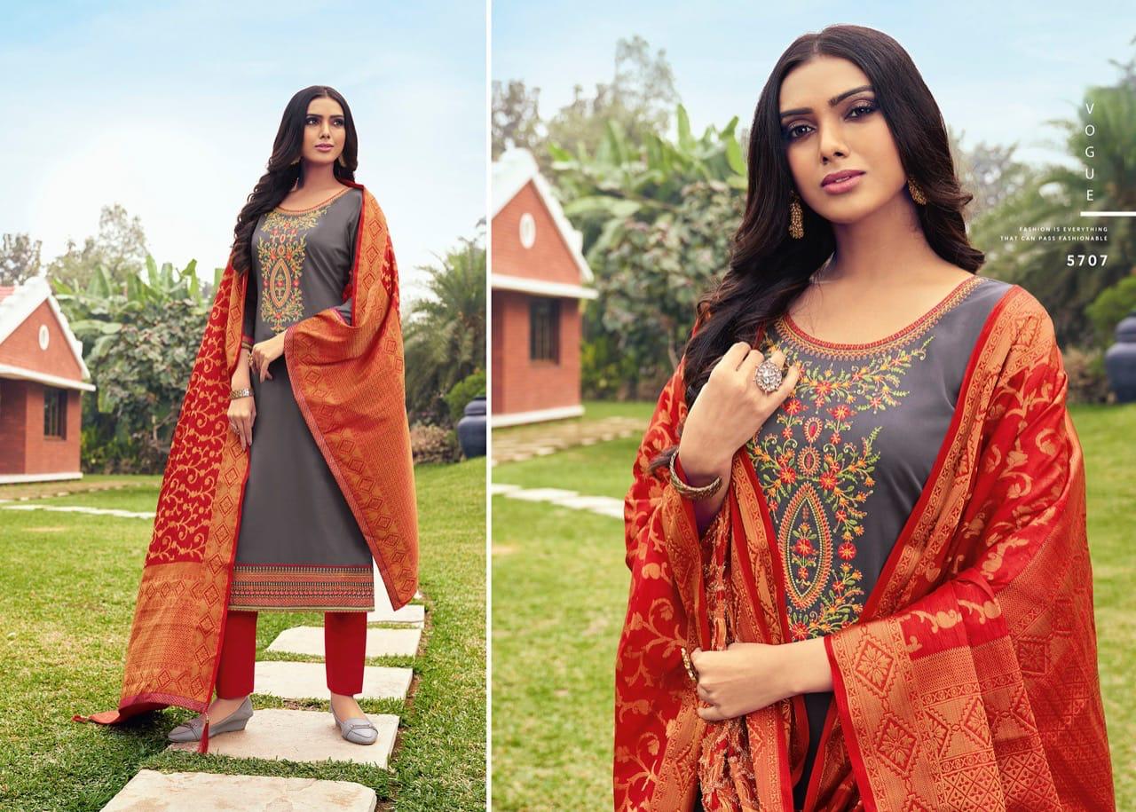 Kessi Presents Asopalav Vol-17 Jam Silk Embroidery Work Straight Salwar Suit Wholesaler