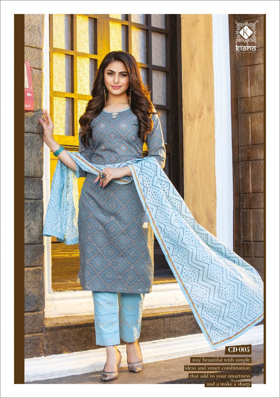 Kiana Presents Cotton Candy Rayon And Cotton Print Exclusive Designer Kurtis With Pant Cataloge Collection