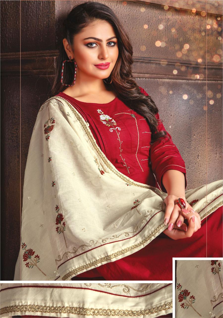 Kiana Presents Chunari Cotton Designer Embroidery Work Gown Style Long Kurtis Cataloge Collection