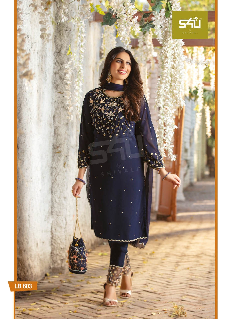 S4u Presents La Bella Vol-6 Attractive Designer Khatli Work And Handwork Designer Georgette Straight Readymade Salwar Suit Catalog Wholesaler