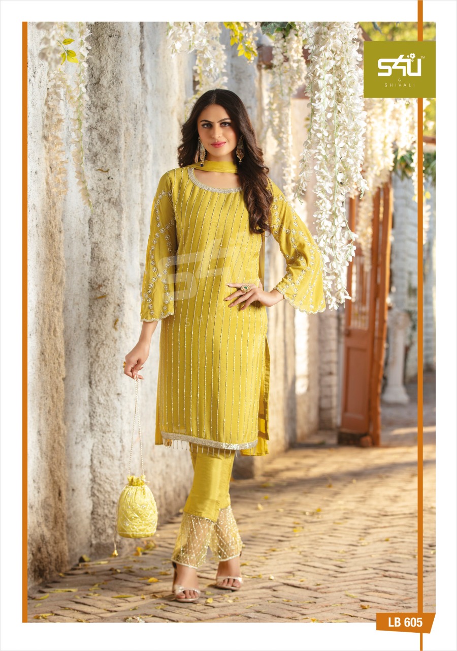 S4u Presents La Bella Vol-6 Attractive Designer Khatli Work And Handwork Designer Georgette Straight Readymade Salwar Suit Catalog Wholesaler