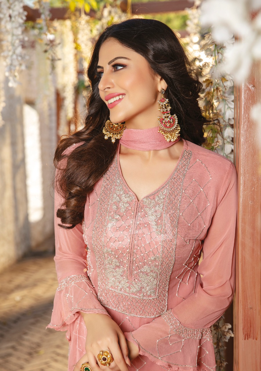S4u Presents La Bella Vol-6 Attractive Designer Khatli Work And Handwork Designer Georgette Straight Readymade Salwar Suit Catalog Wholesaler