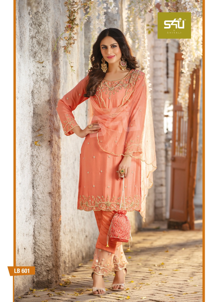 S4u Presents La Bella Vol-6 Attractive Designer Khatli Work And Handwork Designer Georgette Straight Readymade Salwar Suit Catalog Wholesaler