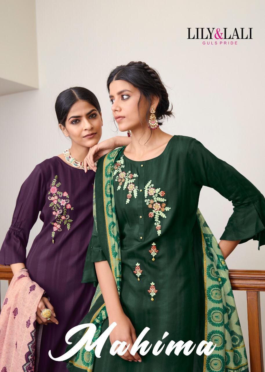 Liliy And Lali Presents Mahima Fancy Viscose Pattern With Embriodary Work Kurtis With Pant Catalog Collection
