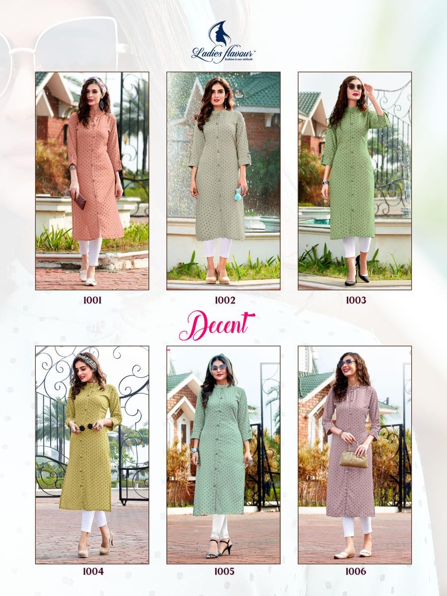 Ladies Flavour Presents Decent Rayon Embroidery Work Daily Wear Kurtis Cataloge Collection